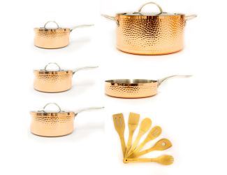 Copper Tri-Ply 15pc Cookware Set, Hammered