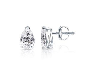 Bright White Pristine Pear Lab Grown Diamond Screwback Stud in 14K Rose Gold 1.00ct, GH, VS