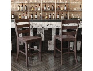 Commercial Grade Wooden Counter Height Stool in Gray Wash, Set of 2 Walnut