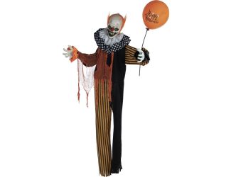 Life-Size Animatronic Clown with Lights and Sound, Indoor or Covered Outdoor Halloween Decoration