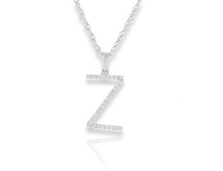 PARIKHS Initial Pendant Alphabet 'Z' in CZ with chain in 925 Sterling Silver