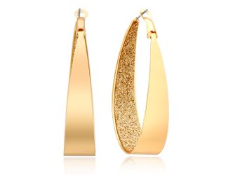 Glitter Oval Hoop Earring- Gold Tone