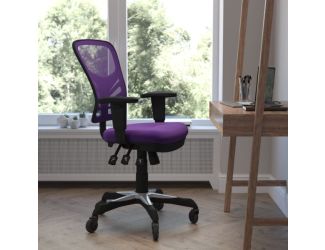 Mid-Back Ergonomic Multifunction Mesh Chair with Polyurethane Wheels-Purple