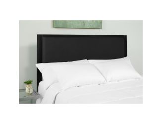 King Size Upholstered Metal Panel Headboard in Black Fabric