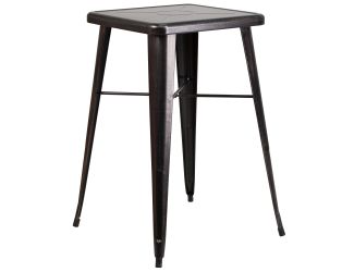 23.75" Square Black-Antique Gold Metal Indoor-Outdoor Bar Height Table