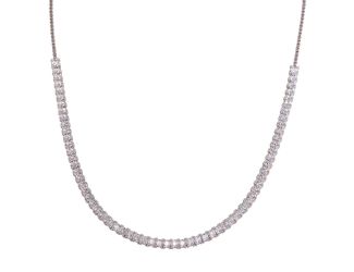 PARIKHS Rhodium Plated Adjustable Tennis CZ Necklace in 925 Sterling Silver