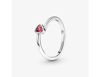 Red Tilted Heart Solitaire Ring