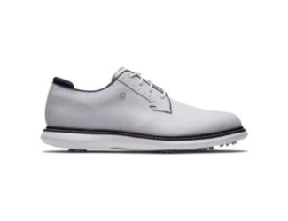 FootJoy Traditions Blucher Men's Spiked Golf Shoes - White/White/Navy/12 Medium