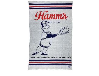 Faribault Mills Hamm's Beer Baseball Bear Wool Throw
