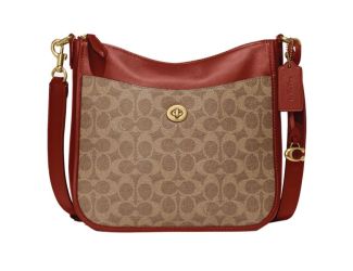Coated Canvas Signature Chaise Crossbody - Tan Rust/Brass