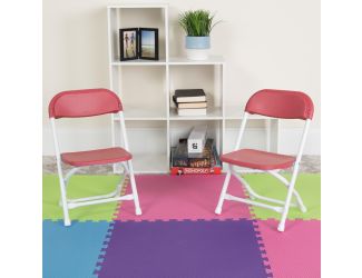 Kids Burgundy Plastic Folding Chair with Textured Seat - Preschool Seating
