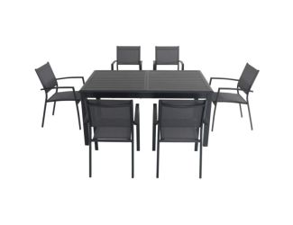 Cameron 7-Piece Expandable Dining Set with 6 Sling Dining Chairs and a 40" x 94" Table