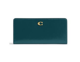 Refined Calf Leather Essential Skinny Wallet - Marine/Brass
