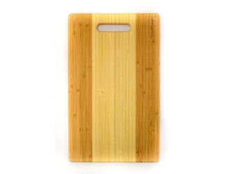Bamboo Rectangular  Cutting Board, Two-tone with Handle,  14.2x8.7x0.7"