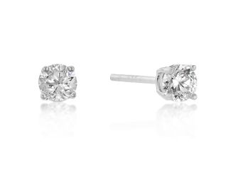 Round Cut Cubic Zirconia Studs in Silver