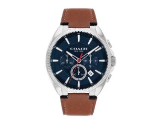 Men's Jackson Chronograph Silver & Brown Leather Strap Watch Navy Dial