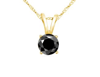 PARIKHS Black Round Diamond Pendant in 10K Yellow Gold, 0.07ct