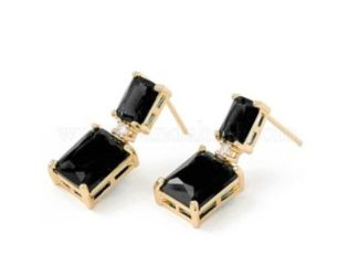 Black CZ Dangle Earring