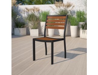 Outdoor Faux Teak Side Chair with Poly Slats - Teak Patio Chair