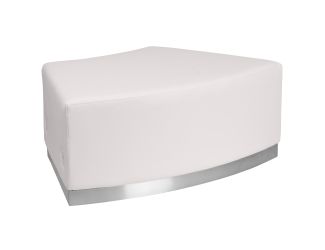 White LeatherSoft Backless Convex Chair with Brushed Stainless Steel Base