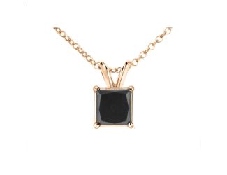 PARIKHS Black Princess cut Soliatire Diamond Pendant 14k Rose Gold 0.40ct