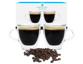 Glassware: Double Walled Espresso Turin Cup - 2 x 70ml/2.4 fl. Oz with handle