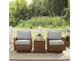 Bradenton 3Pc Outdoor Wicker Swivel Rocker Chair Set