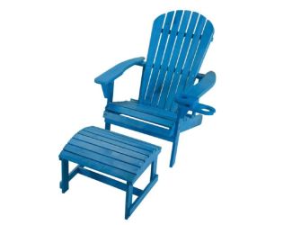 Earth Collection Adirondack Chair w/Phone & Cup Holder & Ottoman - Sky Blue