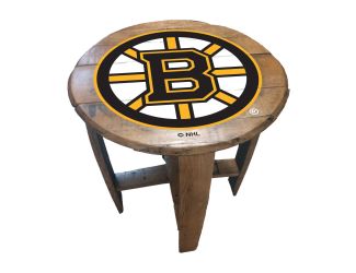 Boston Bruins Oak Barrel Table