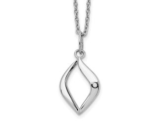 Sterling Silver Rhodium Plated White Ice .01ct Diamond Necklace
