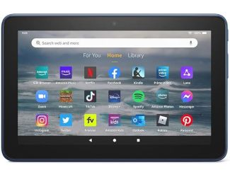 Amazon Fire 7 tablet, 7” display, 16 GB, 10 hours battery life, light and portable for entertainment at home or on-the-go, (2022 release)- Denim