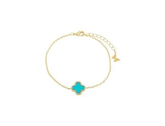 Pave Outlined Four Leaf Clover Bracelet Size 7"