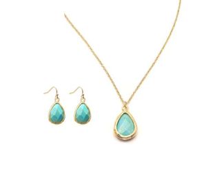 Turquoise Teardrop Pendant and Earring Set