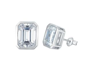 Sterling Silver Emerald Cut Earrings