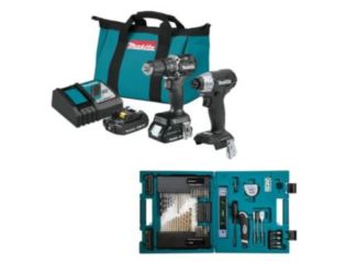 18V LXT Lithium-Ion Sub-Compact Brushless Cordless 2-Piece Kit w/ 104 Pc Metric Bit & Hand Tool Set