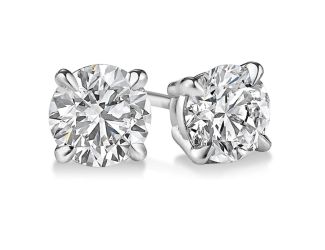 Certified PARIKHS Round Popular Diamond  Stud 14K White Gold 0.75ct IJK Color,I2 Clarity
