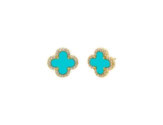 Pave Four-Leaf Clover Stud Earrings Size 12MM