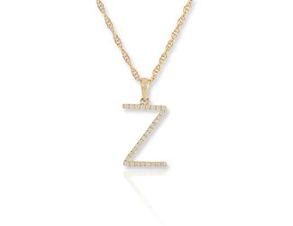 PARIKHS Diamond Initial 'Z' Pendant Necklace in 18k Yellow Gold over Sterling Silver 0.10ct IJK-I2