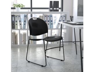 880 lb. Capacity Black Ultra-Compact Stack Chair with Black Frame