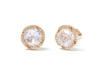 That Sparkle Pave Round Large Studs - Clear, Gold