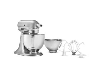 Value Bundle Artisan Series 5 Quart Tilt-Head Stand Mixer in Contour Silver with additional 3 Quart