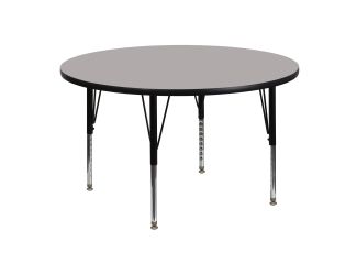 48" Round Grey HP Laminate Activity Table - Height Adjustable Short Legs