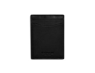 Mens Sport Leather Money Clip Card Case - Black