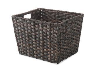 Set of 4 Split Rattique Totes in Driftwood,14.5 L x 12.5 W x 9.5 H inches