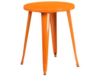 24" Round Orange Metal Indoor-Outdoor Table - Restaurant Furniture - Caf Table