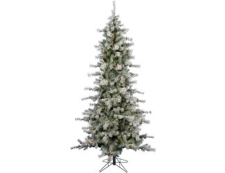6.5 Ft. Buffalo Fir Slim Artificial Christmas Tree with LED String Lighting