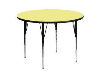 48" RD Yellow Thermal Laminate Activity Table - Standard Height Adjustable Legs