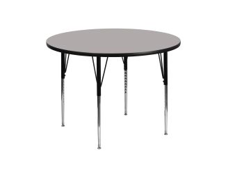 42" Round Grey HP Laminate Activity Table - Standard Height Adjustable Legs