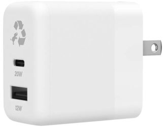 Nimble WALLY Duo 32W USB-C USB-A Dual Wall Charger - White