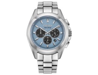 Men's Sport Luxury Stainless Steel Bracelet watch, Light Blue dial